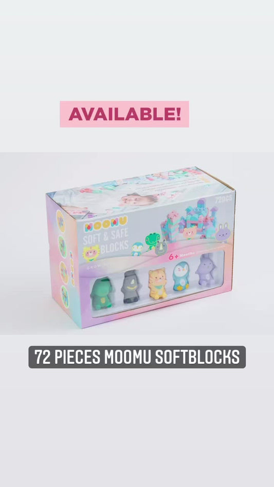 Moomu Soft and Safe Blocks 72 pieces with 5 Finger Friends