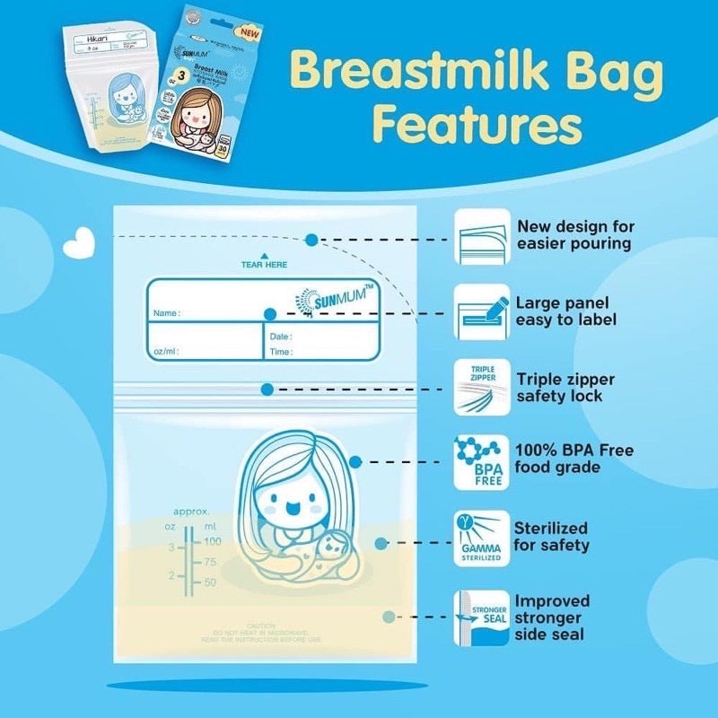 Sunmum Breastmilk Storage Bag 3oz 30s