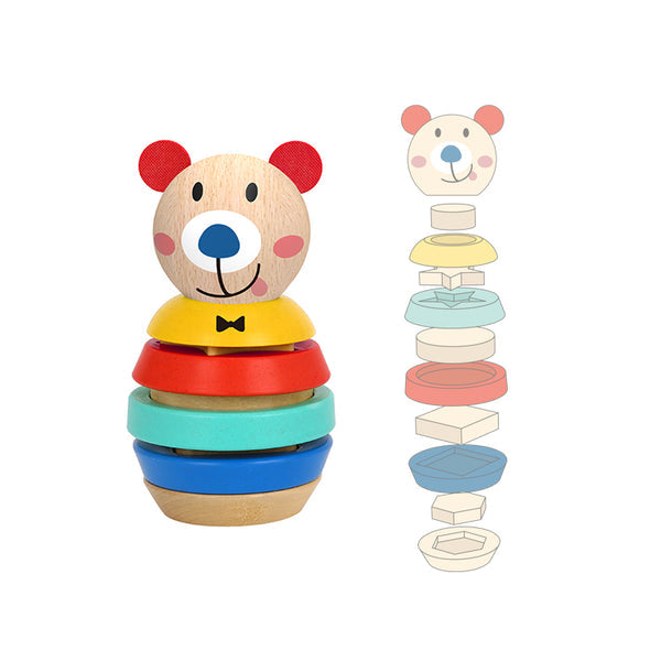 Tooky Toy Wooden Bear Shape Tower