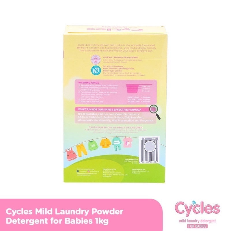 Cycles Mild Laudry Detergent 1kg Powder