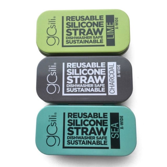 Gosili Extra Wide Reusable Silicone Straw with Travel Tin Case